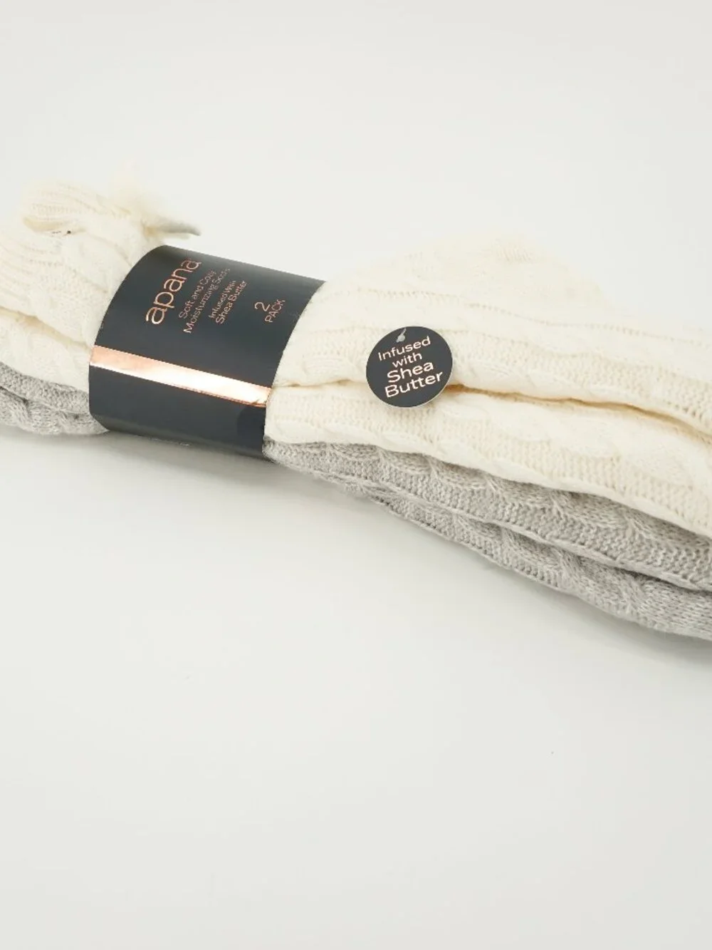 Apana Moisturizing Socks Shea Butter 2 Pack Lounge Socks With Bows OS
